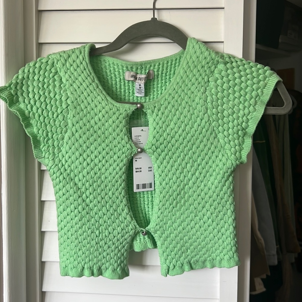 UO piper keyhole sweater bubble top